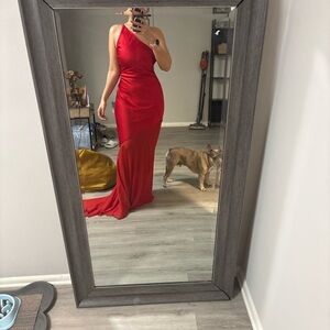 Chic One-Shoulder Red Dress